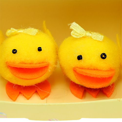 Floristik24 Duck yellow flocked 5cm decoration set