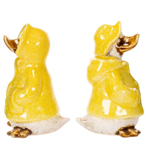 Product Duck figurines, raincoat ceramic figures for fun balcony and garden decoration, 11cm, 4 pieces