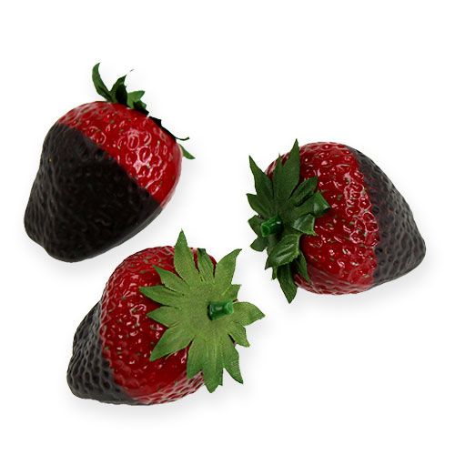 Floristik24 Decorative strawberries with chocolate 4.5cm 5pcs