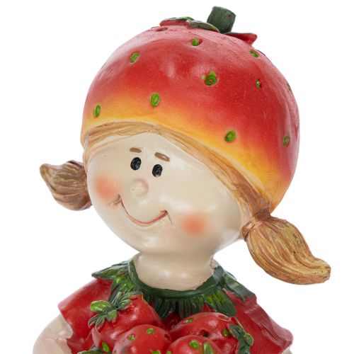 Product Strawberry Girl Decorative Figurine for Summer Decor, Cute Statue for Living Room and Balcony, 18cm