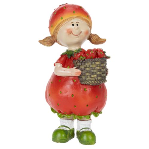 Product Strawberry Girl Decorative Figurine for Summer Decor, Cute Statue for Living Room and Balcony, 18cm