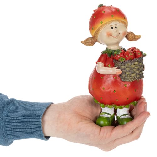 Product Strawberry Girl Decorative Figurine for Summer Decor, Cute Statue for Living Room and Balcony, 18cm