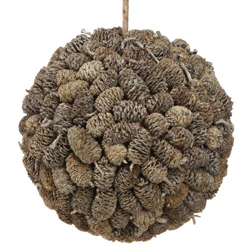 Alder cone decorative ball for hanging, white washed, 20 cm