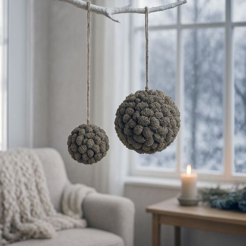 Product Alder cone decorative ball for hanging, white washed, 20 cm