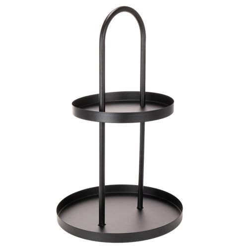 Two-Tier Round Metal Etagere Decorative Tray 58cm Black