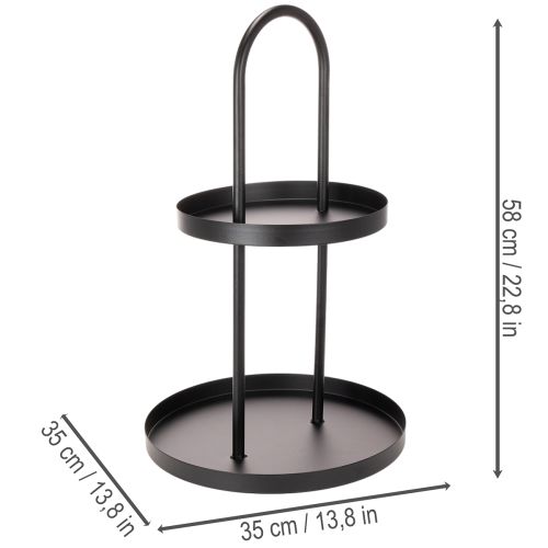Round Metal Two-Tiered Decorative Tray Black 58cm | Floristik24.co.uk