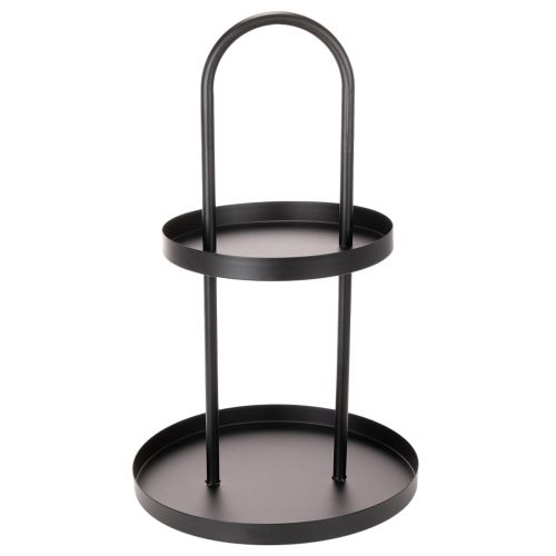 Round Metal Two-Tiered Decorative Tray Black 58cm | Floristik24.co.uk
