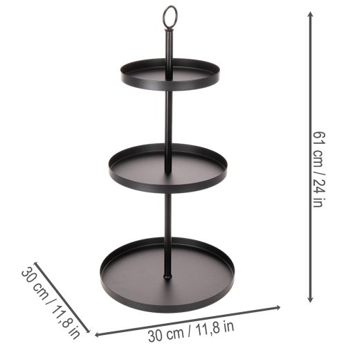 Three-Tier Metal Stand for Table Decoration, Black, 61cm | Floristik24.co.uk