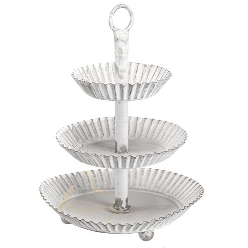 Floristik24 Etagere metal 3-tier tiered tray white H23cm
