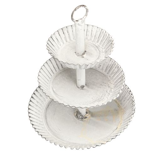 Floristik24 Etagere metal 3-tier tiered tray white H23cm