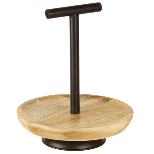 Floristik24 Etagere single-tier metal wooden plate natural black 24cm