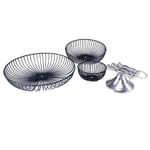 Product Etagere 3-tier metal black silver Ø37cm H53,5cm