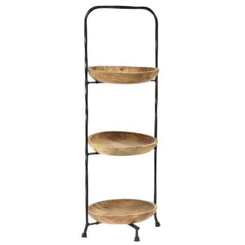 Tiered Wood Natural Metal Black 3 Tier Ø19cm H60cm