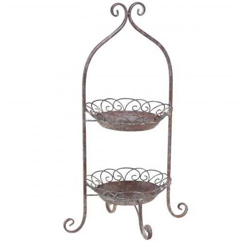 Product Metal etagere 2-tier brown white Ø25.5cm 63.5cm