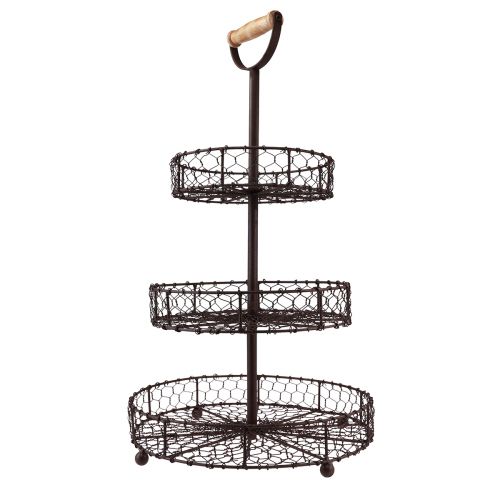 Floristik24 Vintage Etagere Metal Brown 3-tier Ø28.5cm H53cm