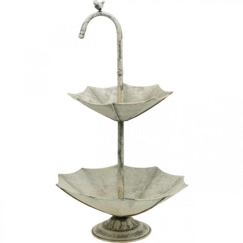 Floristik24 Cake Stand Metal Vintage Look Shabby Gray Shade with Bird H60cm