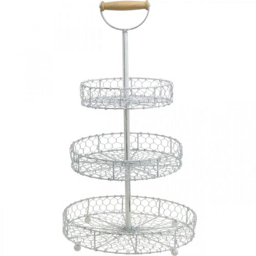 Floristik24 Cake stand made of lattice baskets, metal decoration washed white Shabby Chic H54cm Ø30/25/20cm