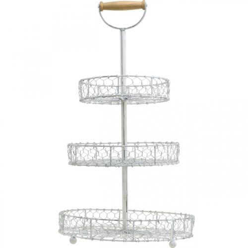 Floristik24 Cake stand made of lattice baskets, metal decoration washed white Shabby Chic H54cm Ø30/25/20cm