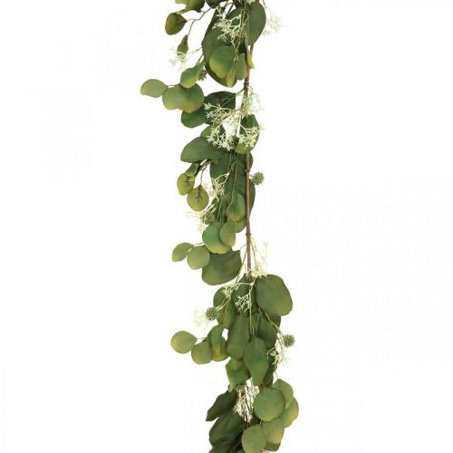 Artificial eucalyptus garland with thistles autumn decoration 150cm