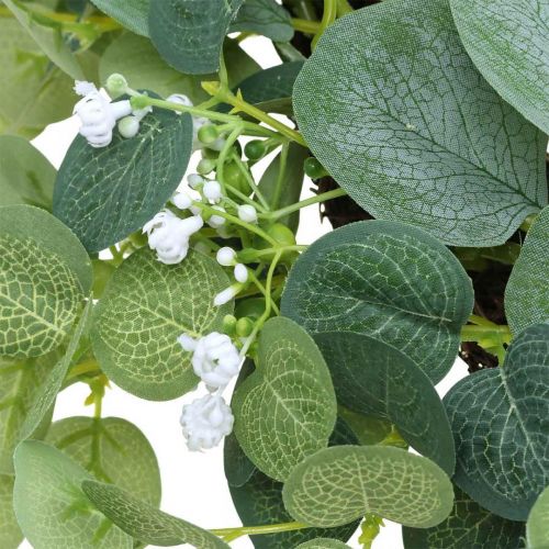 Floristik24 Decorative wreath eucalyptus green white flowers artificial Ø45cm