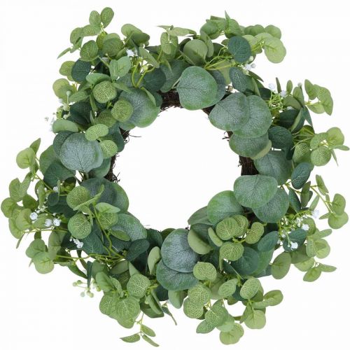 Floristik24 Decorative wreath eucalyptus green white flowers artificial Ø45cm