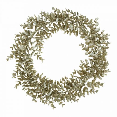 Product Deco wreath artificial eucalyptus Golden, snowed Ø36cm