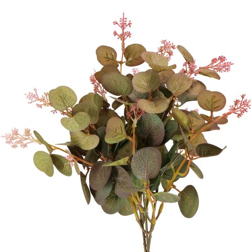 Artificial eucalyptus branches with pink flowers, 45 cm, 3 pieces