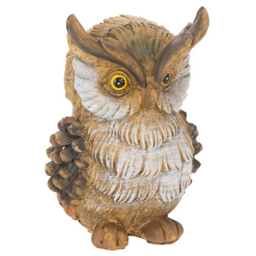 Sitting Owl Figurine in Brown and White - 11cm Decorative Ornament