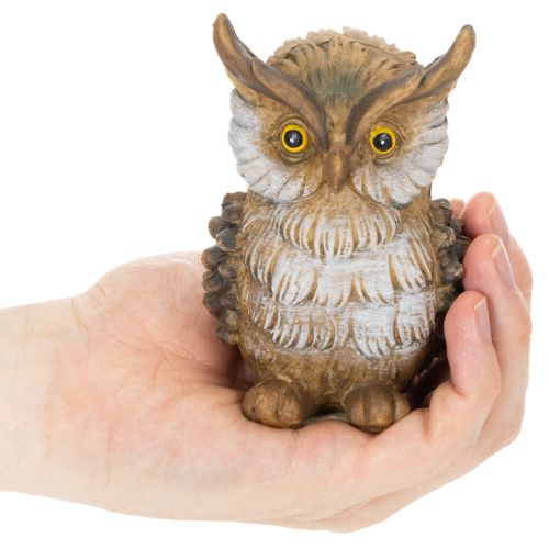 Sitting Owl Figurine in Brown and White - 11cm Decorative Ornament | Floristik24.co.uk