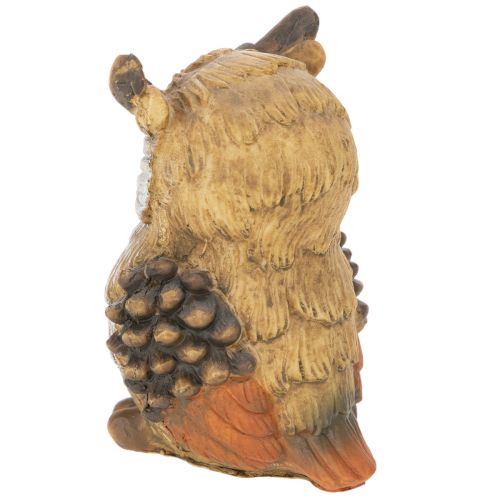 Sitting Owl Figurine in Brown and White - 11cm Decorative Ornament | Floristik24.co.uk