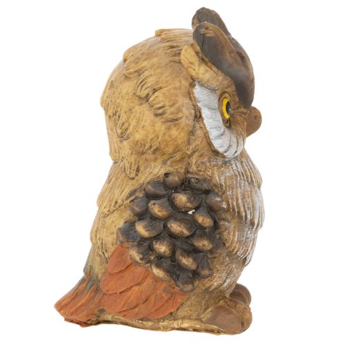 Sitting Owl Figurine in Brown and White - 11cm Decorative Ornament | Floristik24.co.uk