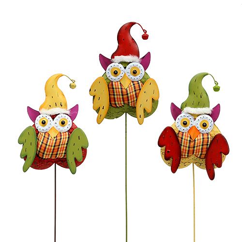 Floristik24 Owl as a flower plug Multicolored 16cm L48cm 3pcs