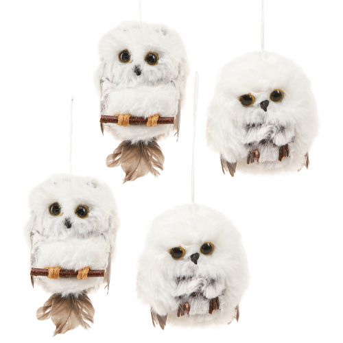 Product Owl Decoration Owl Figures for Hanging White Grey 6cm 4pcs