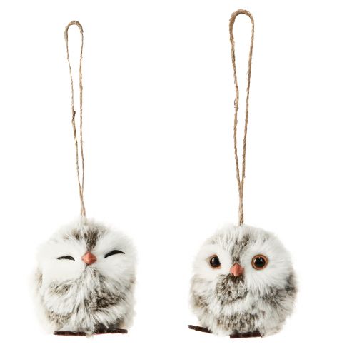 Product Owl Decoration Owl Chick for Hanging White Brown 6cm 4 Pcs