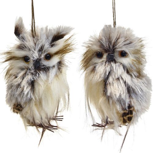 Floristik24 Owl decoration owl figures small, forest animals decoration 11cm white-brown 2pcs
