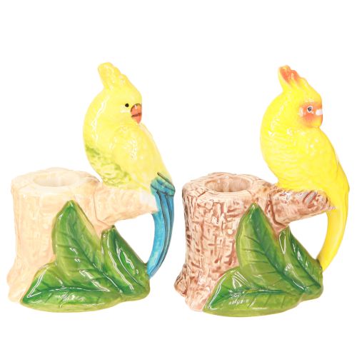 Floristik24 Exotic candle holder ceramic birds hand-painted H14.5cm 2 pcs