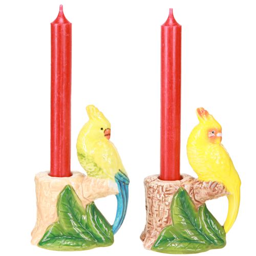 Product Exotic candle holder ceramic birds hand-painted H14.5cm 2 pcs