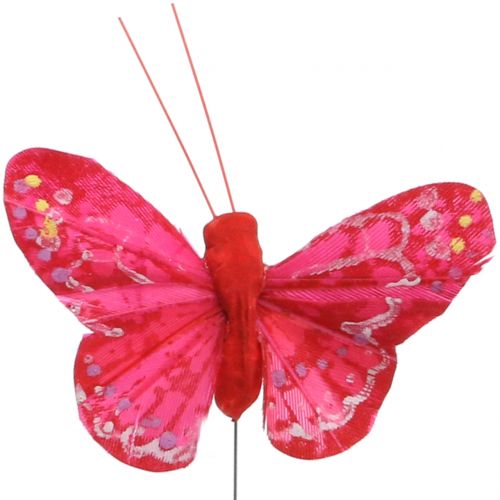 Feather butterfly orange-red 5cm 24pcs