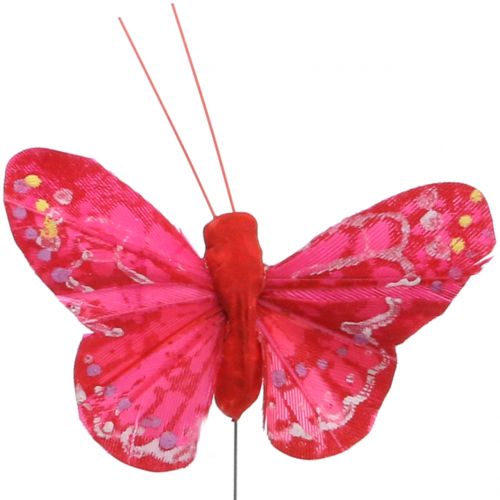 Product Feather butterfly orange-red 5cm 24pcs