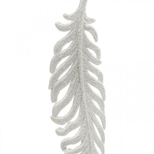 Product Feathers to hang, Christmas tree decoration, decorative feathers with glitter, wedding white L19cm 12pcs