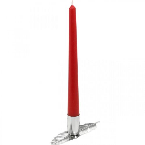 Floristik24 Feathers with candle holder, metal springs, candle holder silver Ø2.2cm L13cm 4pcs