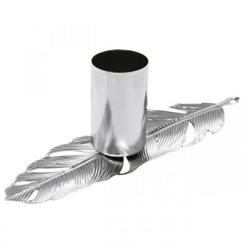 Floristik24 Feathers with candle holder, metal springs, candle holder silver Ø2.2cm L13cm 4pcs
