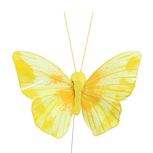 Product Feather Butterfly 10cm Yellow 12pcs
