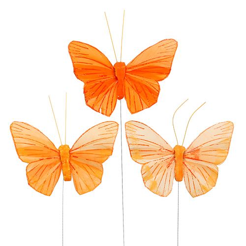 Floristik24 Feather butterfly 8cm orange 24pcs