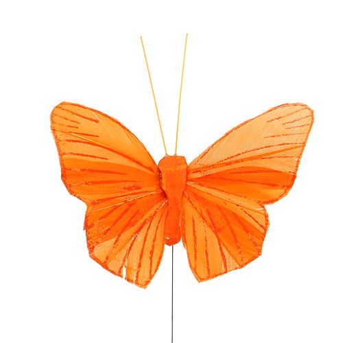Product Feather butterfly 8cm orange 24pcs