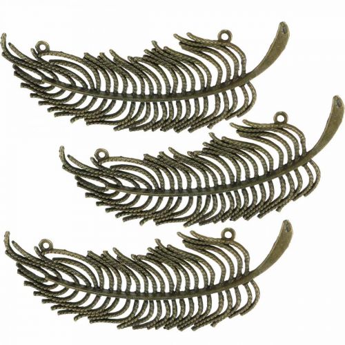 Product Decorative feathers, jewelry pendants, metal feathers, scatter decoration bronze-colored L8cm 10 pcs