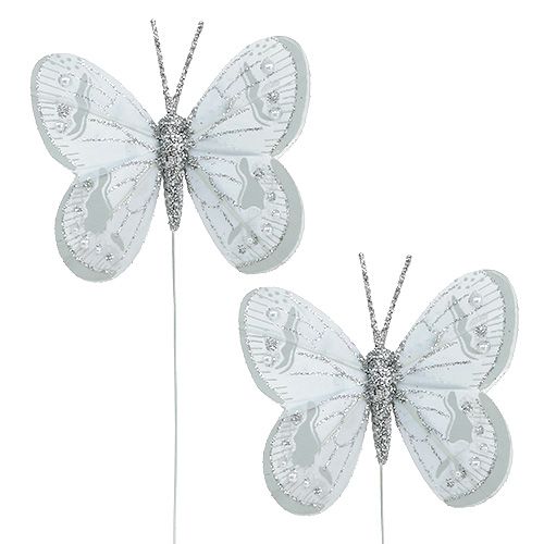 Floristik24 Spring butterfly silver with mica 7cm 4pcs