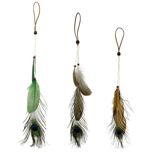 Floristik24 Feather hanger peacock feather 34cm 3pcs