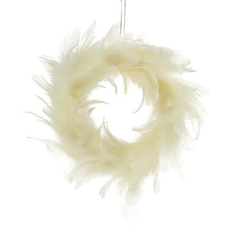 Floristik24 Wreath of feathers Ø15cm cream 4pcs