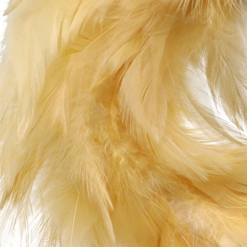 Product Feather wreath yellow small Ø11cm real feathers decoration wreath easter decoration